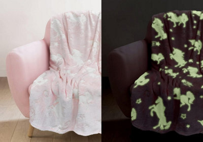 istyle mode Glow In The Dark Unicorn Design Fleece Blanket 100 X 150Cm - image 1