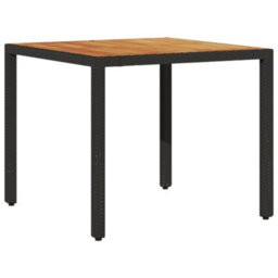 Walplus Garden Table With Acacia Wood Top Black 90X90X75 Cm Poly Rattan - thumbnail 2