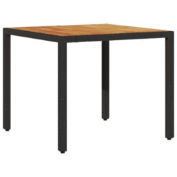 Walplus Garden Table With Acacia Wood Top Black 90X90X75 Cm Poly Rattan - thumbnail 6