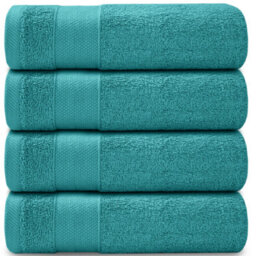 Casabella Towels - Luxury Athens Bath Sheets, 100% Cotton Bath Towel, 4 Pack Quick Dry Towel Bath Sheet Aqua Sky - thumbnail 1