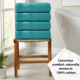Casabella Towels - Luxury Athens Bath Sheets, 100% Cotton Bath Towel, 4 Pack Quick Dry Towel Bath Sheet Aqua Sky - thumbnail 6
