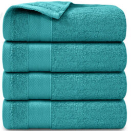 Casabella Towels - Luxury Athens Bath Sheets, 100% Cotton Bath Towel, 4 Pack Quick Dry Towel Bath Sheet Aqua Sky - thumbnail 2