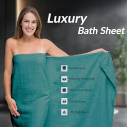 Casabella Towels - Luxury Athens Bath Sheets, 100% Cotton Bath Towel, 4 Pack Quick Dry Towel Bath Sheet Aqua Sky - thumbnail 3