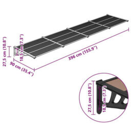 Walplus Door Canopy Black 396X90 Cm Polycarbonate - thumbnail 6