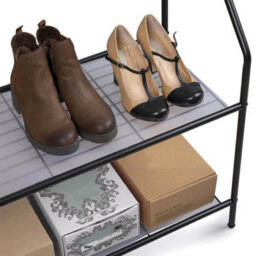 House Of Home Clothes Rack With 2 Shoe Shelves Rail For Coats Jackets 4 Hanging Storage Hooks Black - thumbnail 3