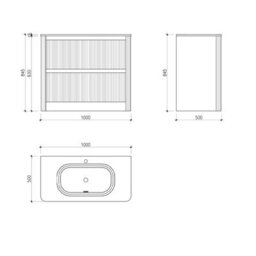 Plum&clay Isla Fluted Green 2 Drawer Freestanding Bathroom Vanity Unit & Ceramic Basin Set (W)1000mm - thumbnail 3
