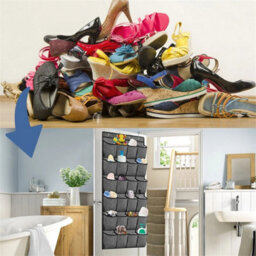24 Pocket Shoe Holder Organiser Over The Door Hanging Shelf Rack Storage Hook - thumbnail 5