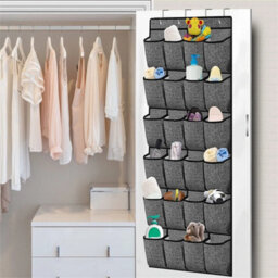 24 Pocket Shoe Holder Organiser Over The Door Hanging Shelf Rack Storage Hook - thumbnail 6