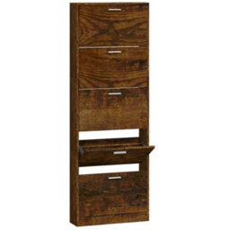Walplus Shoe Cabinet Smoked Oak 59X17X169 Cm Engineered Wood - thumbnail 2