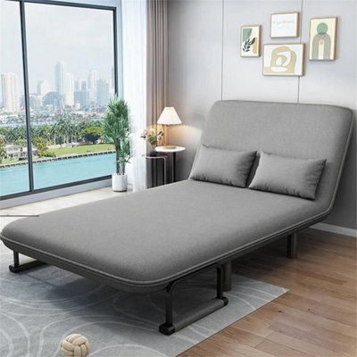 Double Fabric Sofa Bed Sleeper Couch Folding Grey - image 1