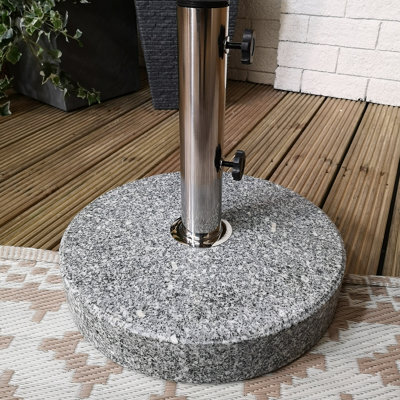 Samuel Alexander 25Kg Round Granite Garden Parasol Or Umbrella Base Weight Stainless Steel Pole - image 1