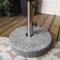 Samuel Alexander 25Kg Round Granite Garden Parasol Or Umbrella Base Weight Stainless Steel Pole