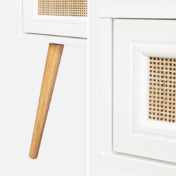 Sweeek - Woven Rattan Bedside Table With Drawer Boheme Blanc Cassé 39X39X55.4 Cm - thumbnail 5