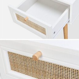 Sweeek - Woven Rattan Bedside Table With Drawer Boheme Blanc Cassé 39X39X55.4 Cm - thumbnail 2