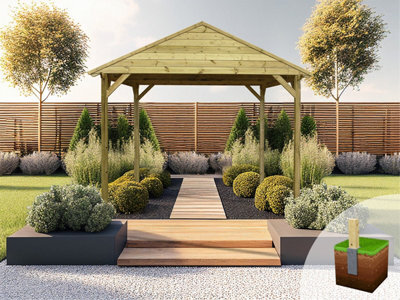 Edecks The Grande Apex Garden Gazebo - Pressure Treated Outdoor Timber Diy Kit - 3600mm X 3600mm With Bolt Down Anchors 2.1M - image 1
