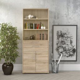 Furniture To Go Prima Bookcase 3 Shelves With 2 Drawers And 2 Doors In Oak - thumbnail 6