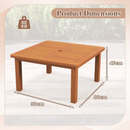 Costway Patio Coffee Table Outdoor Solid Wood Side Table With Slatted Tabletop - thumbnail 2