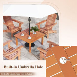 Costway Patio Coffee Table Outdoor Solid Wood Side Table With Slatted Tabletop - thumbnail 4