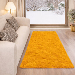 Aspire Homeware Non-Slip Ochre Shaggy Rug Soft Fluffy Washable Floor And Kitchen Rug, (L)110Cm X (W)60Cm - thumbnail 6