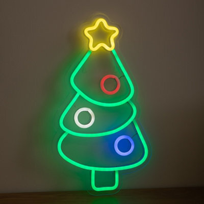 Samuel Alexander 40Cm Neon-Style Christmas Tree Light Up Decoration With Multi-Coloured Leds - image 1