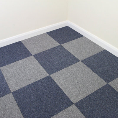 MonsterShop 40 X Carpet Tiles 10M2 Storm Blue And Platinum Grey - image 1