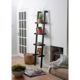 Sennen Black Wooden 4 Tier Ladder Shelf / Leaning Bookcase - thumbnail 4
