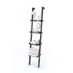 Sennen Black Wooden 4 Tier Ladder Shelf / Leaning Bookcase - thumbnail 5