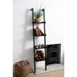 Sennen Black Wooden 4 Tier Ladder Shelf / Leaning Bookcase - thumbnail 2