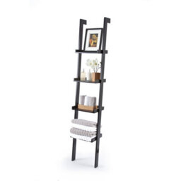Sennen Black Wooden 4 Tier Ladder Shelf / Leaning Bookcase - thumbnail 3