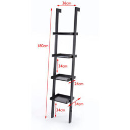Sennen Black Wooden 4 Tier Ladder Shelf / Leaning Bookcase - thumbnail 6