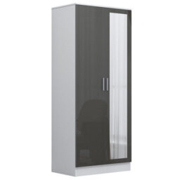 Reflect 2Pc Wardrobe Bundle - 2 Door Corner + 2 Door Mirror - Grey Gloss & Matt White - H: 180Cm X W: 179Cm X D: 103Cm - thumbnail 7