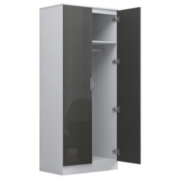 Reflect 2Pc Wardrobe Bundle - 2 Door Corner + 2 Door Mirror - Grey Gloss & Matt White - H: 180Cm X W: 179Cm X D: 103Cm - thumbnail 8