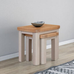 Buttercup Farm Bologna Painted Nest Of Tables - D38 X W58 X H50 Cm - Oak