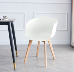 Nordlys Set Of 4 Wood And White Polypropylene Dining Chairs Modern Design Style Dining Room - thumbnail 3