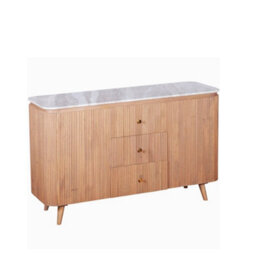 Wyld Haus Boston Natural Oak Sideboard With Brown Marble Top, 3 Drawers And 2 Doors - thumbnail 4