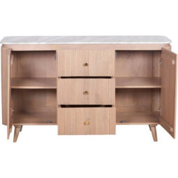Wyld Haus Boston Natural Oak Sideboard With Brown Marble Top, 3 Drawers And 2 Doors - thumbnail 5