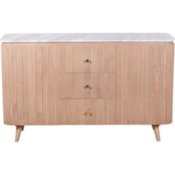 Wyld Haus Boston Natural Oak Sideboard With Brown Marble Top, 3 Drawers And 2 Doors - thumbnail 8