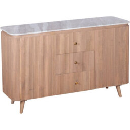 Wyld Haus Boston Natural Oak Sideboard With Brown Marble Top, 3 Drawers And 2 Doors - thumbnail 6