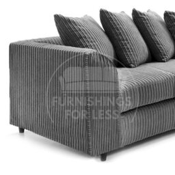 Furnishings For Less UK Luxor Grey Jumbo Cord Large 5 Seater Corner Sofa Long Right Hand Facing - thumbnail 3