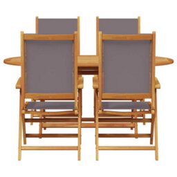 Berkfield Garden Dining Set Folding 5 Pcs Anthracite Solid Acacia Wood - thumbnail 9
