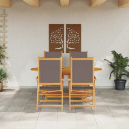 Berkfield Garden Dining Set Folding 5 Pcs Anthracite Solid Acacia Wood - thumbnail 4