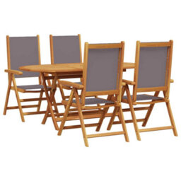 Berkfield Garden Dining Set Folding 5 Pcs Anthracite Solid Acacia Wood - thumbnail 2