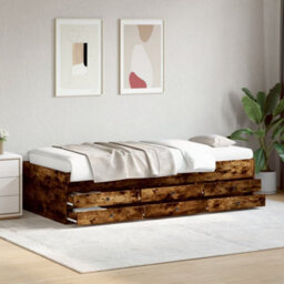 Berkfield Daybed With Drawers Without Mattress Smoked Oak 100X200 Cm