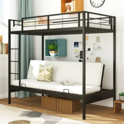 Single Over Futon Bunk Bed Convertible Couch And Bed W/ladder Black - thumbnail 5