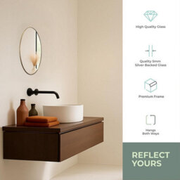 Mood Premium Oval Bathroom Mirror Gold Framed Wall Mounted, Frame Modern & Stylish (50Cm X 40Cm) - thumbnail 3