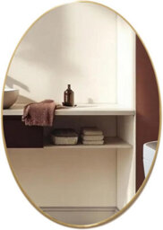 Mood Premium Oval Bathroom Mirror Gold Framed Wall Mounted, Frame Modern & Stylish (50Cm X 40Cm)