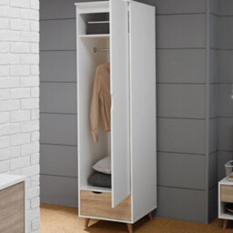 LPD Stockholm 1 Door Wardrobe White And Oak Finish Retro Style With Drawer W50 L58 H190Cm - thumbnail 3