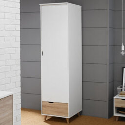 LPD Stockholm 1 Door Wardrobe White And Oak Finish Retro Style With Drawer W50 L58 H190Cm - thumbnail 2