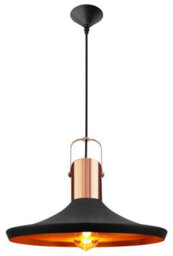 Long Life Lamps Company Industrial Black Metal Hanging Ceiling Pendant Light With Gold Finish Inner M0031 - thumbnail 3