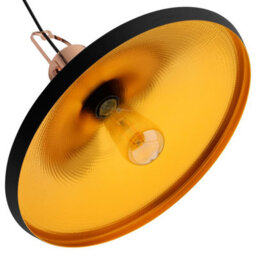 Long Life Lamps Company Industrial Black Metal Hanging Ceiling Pendant Light With Gold Finish Inner M0031 - thumbnail 6